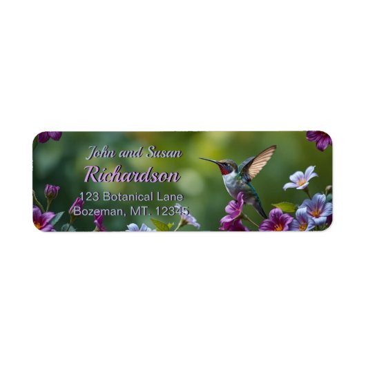 Hummingbird Floral Design Retour Adres Label (Voorkant)