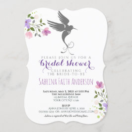 Hummingbird Floral Elegant Lila Vrijgezellenfeest Kaart