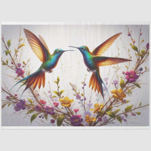 Hummingbird Floral Fauna Decoupage Tissue Paper Tissuepapier (Voorkant)