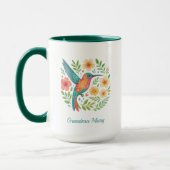 Hummingbird Floral Garden Botanical Art Mok (Links)