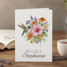 Hummingbird Floral Notecard - Watercolor Bloom Bedankkaart