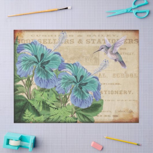 Hummingbird Floral  ontkoppeling Tissuepapier (Craft)