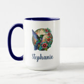Hummingbird Floral Personalized Coffee Mug Mok (Links)