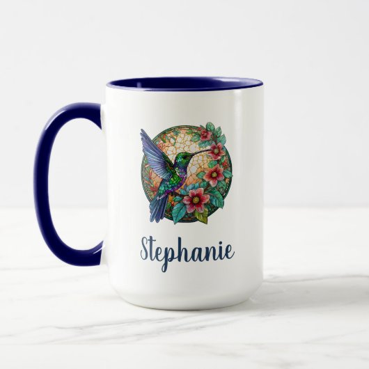 Hummingbird Floral Personalized Coffee Mug Mok (Links)