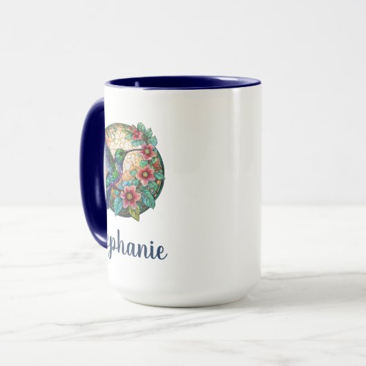 Hummingbird Floral Personalized Coffee Mug Mok (Voorkant links)