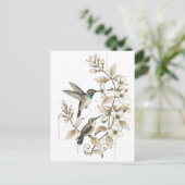 Hummingbird & Floral Postcard - Watercolor Art Briefkaart (Staand voorkant)