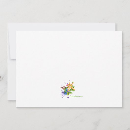 Hummingbird Floral Save the Date Announding Kaart (Achterkant)