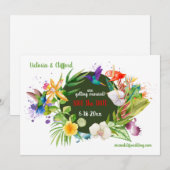 Hummingbird Floral Save the Date Announding Kaart (Voorkant / Achterkant)