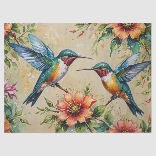 Hummingbird Floral Tissuepapier (Voorkant)