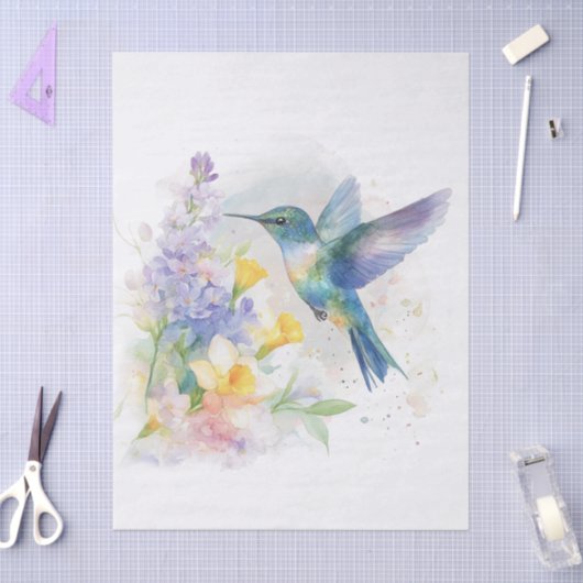 Hummingbird Floral Watercolor Tissuepapier (Craft)