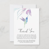 Hummingbird Floral Waterverf Foto Memorial Bedankkaart (Voorkant)