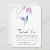 Hummingbird Floral Waterverf Funeral Memorial Bedankkaart (Voorkant)