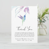 Hummingbird Floral Waterverf Funeral Memorial Bedankkaart (Staand voorkant)