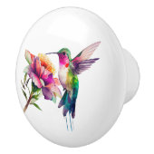 Hummingbird Floral Waterverf Keramische Knop (Rechts)