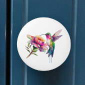 Hummingbird Floral Waterverf Keramische Knop