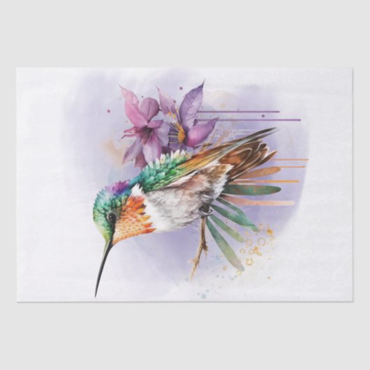 Hummingbird Floral Waterverf Tissuepapier (Voorkant)