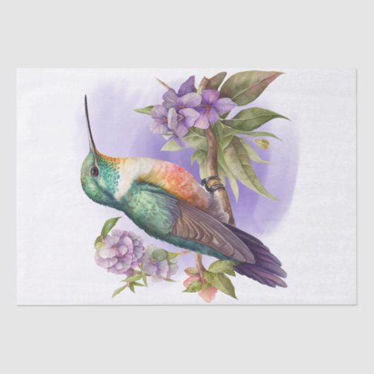 Hummingbird Floral Waterverf Tissuepapier (Voorkant)