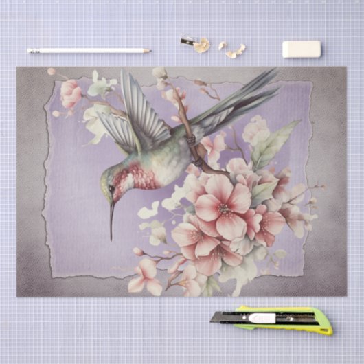 Hummingbird Floral Waterverf Tissuepapier (Craft)