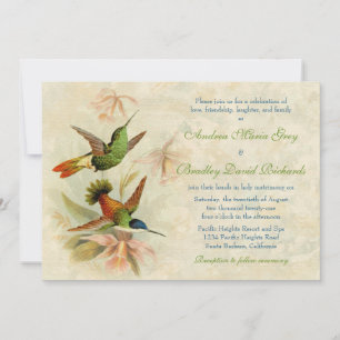 Hummingbird  Floral Wedding Uitnodiging