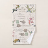 Hummingbird Floral Zee Turtle French Ephemera Bad Handdoek (Handdoek)