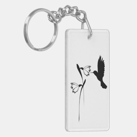 Hummingbird & Flower Silhouette Sleutelhanger (Voorkant Links)