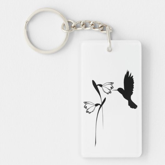 Hummingbird & Flower Silhouette Sleutelhanger (Voorkant)