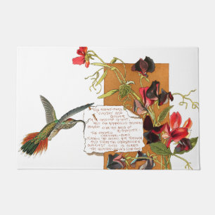 Hummingbird Flowers Bermuda Island Floral Poem Deurmat