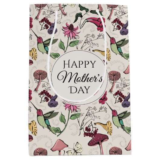 Hummingbird & Flowers Mothers Day Photo Medium Cadeauzakje (Voorkant)