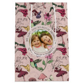 Hummingbird & Flowers Mothers Day Photo Medium Cadeauzakje (Achterkant)