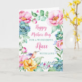 Hummingbird Flowers Niece Happy Moederdag Kaart (Gele Bloem)