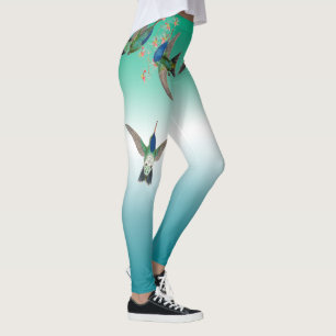 Hummingbird Flowers ombre all Over Print Leggings