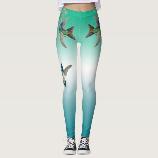 Hummingbird Flowers ombre all Over Print Leggings (Voorkant)