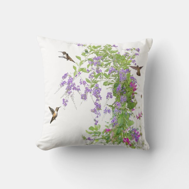 Hummingbird Flowers Pillow Kussen (Voorkant)