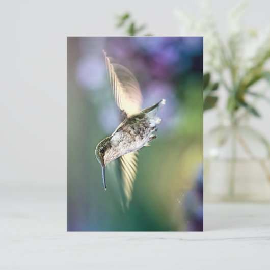Hummingbird Flying Bedankkaart (Staand voorkant)