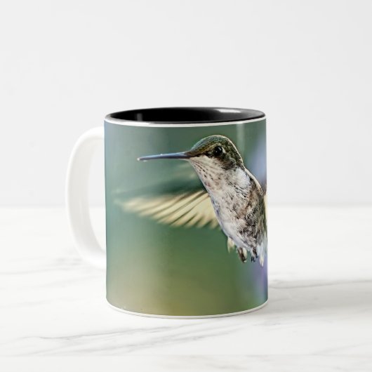 Hummingbird Flying Tweekleurige Koffiemok (Voorkant links)