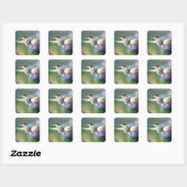 Hummingbird Flying Vierkante Sticker (Vel)