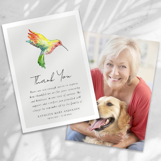 Hummingbird foto sympathie begrafenis bedankkaart
