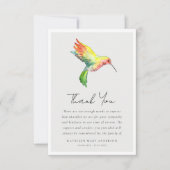 Hummingbird foto sympathie begrafenis bedankkaart (Voorkant)