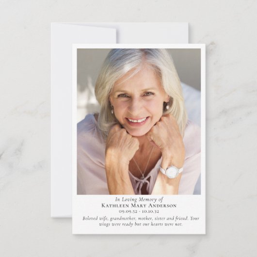 Hummingbird Fotoherdenking Sympathy Funeral Bedankkaart (Voorkant)