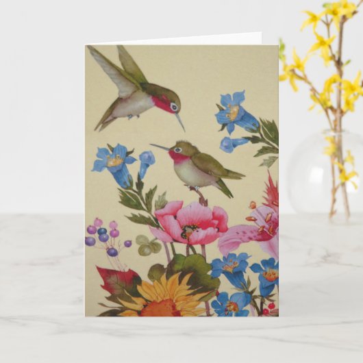  Hummingbird Friends Wilde Flowers Kaart (Gele Bloem)
