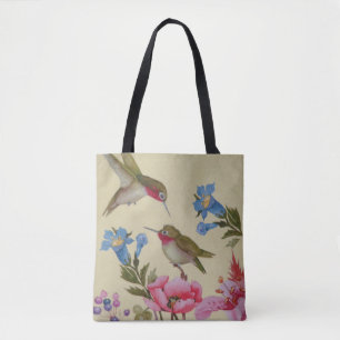  Hummingbird Friends Wilde Flowers Tote Bag