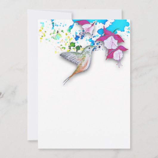 Hummingbird & Fuchsia Wedingstabel Aantal Kaarten (Achterkant)