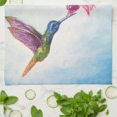 Hummingbird, fuschia, bloemen, theedoek (Gevouwen)
