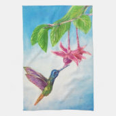 Hummingbird, fuschia, bloemen, theedoek (Verticaal)