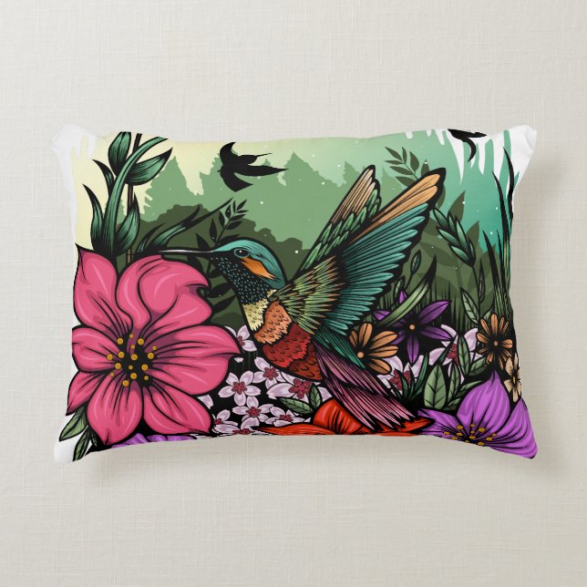 Hummingbird Garden Accent Kussen (Voorkant)