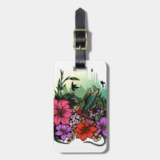 Hummingbird Garden Bagagelabel (Voorkant verticaal)