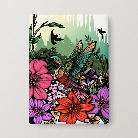 Hummingbird Garden Button (Voorkant)