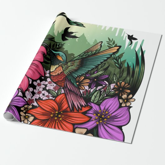 Hummingbird Garden Cadeaupapier (Uitgerold)