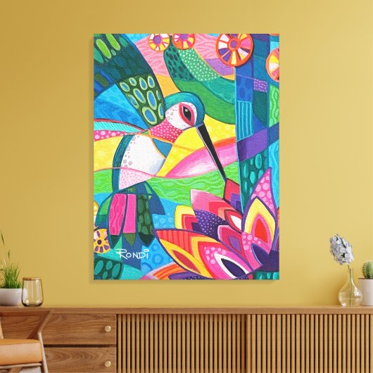 Hummingbird Garden Canvas Afdruk (Insitu (Woonkamer))