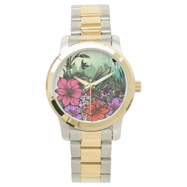 Hummingbird Garden Horloge (Voorkant)